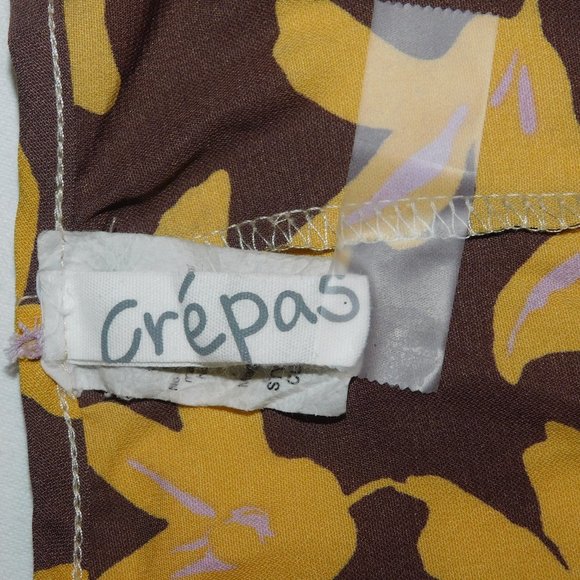 Crepas Tunic Top Brown & Yellow Flowers Lily's - Picture 7 of 8